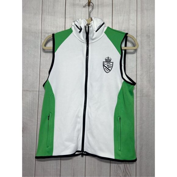 LRL Lauren active vest, green & white, hooded size small. New with tags - Picture 1 of 9